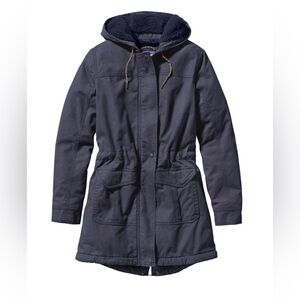 Women's Navy Hooded Parka Coat